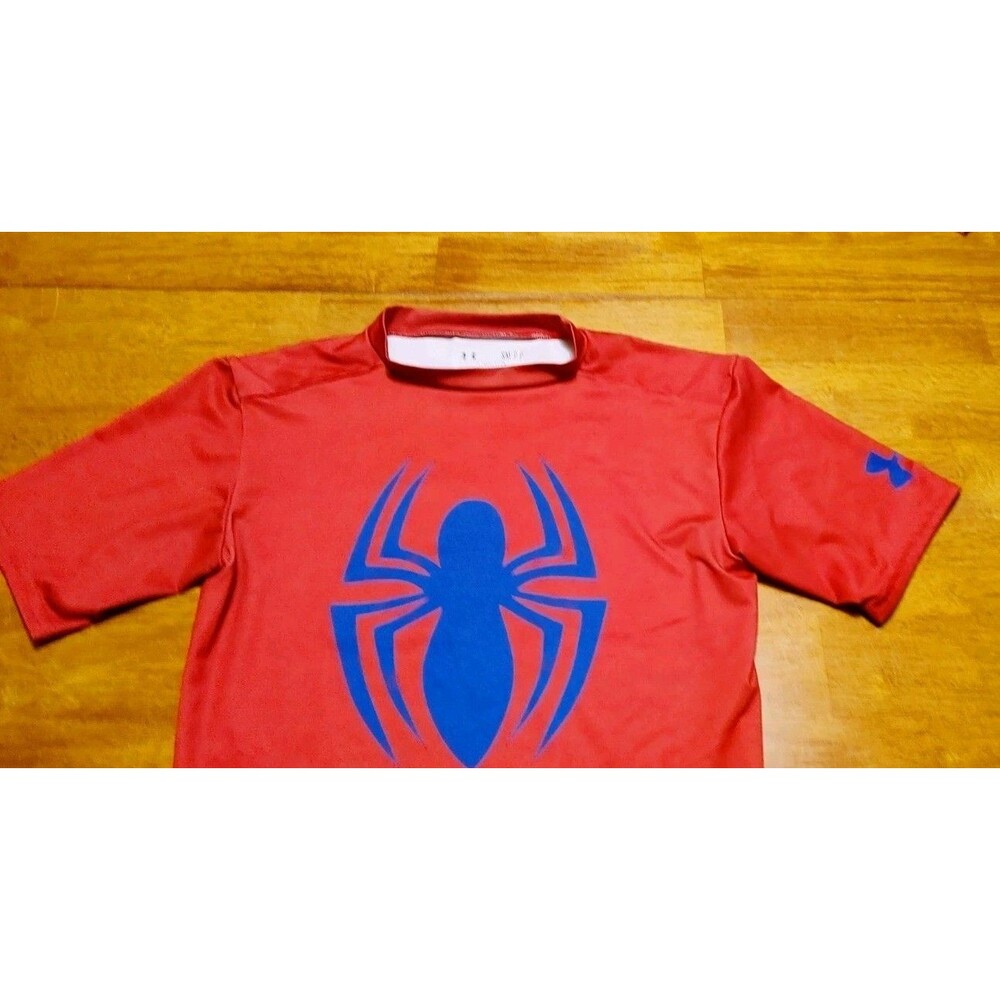 Under Armour Red Shirt with Blue Spider Design
